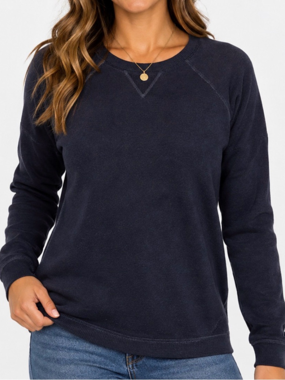 Sweet Romeo Black Crewneck Sweater crewneck raglan sleeve SZ SM lightweight